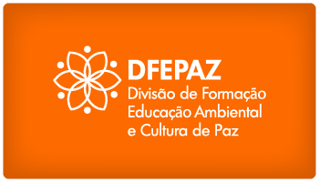 Sobre um fundo laranja DFPAZ - divisao de formacao em educacao ambiental